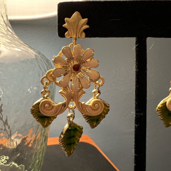 Anthropologie Floral Chandelier Earrings - Picture 3 of 3